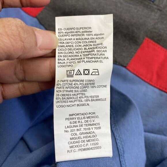 Perry Ellis Men's  Large Blue/Gray/Red Short Sleeve Crew Neck T-Shirt Cotton New - Picture 8 of 11